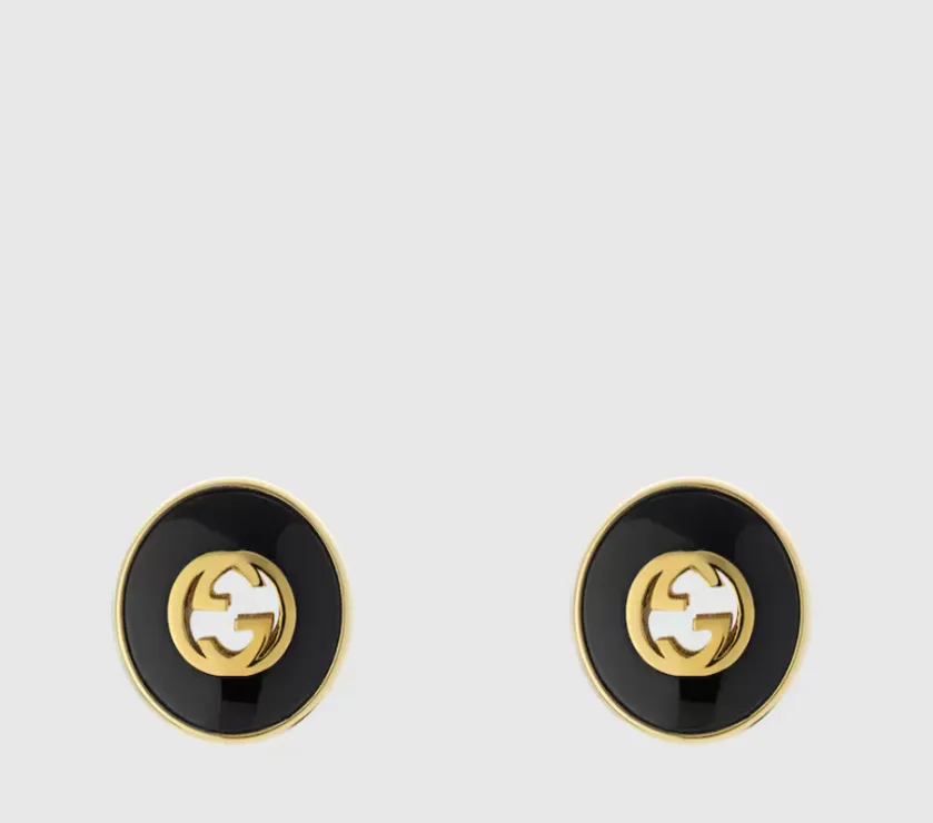 Gucci Interlocking 18k Yellow Gold Stud Earrings