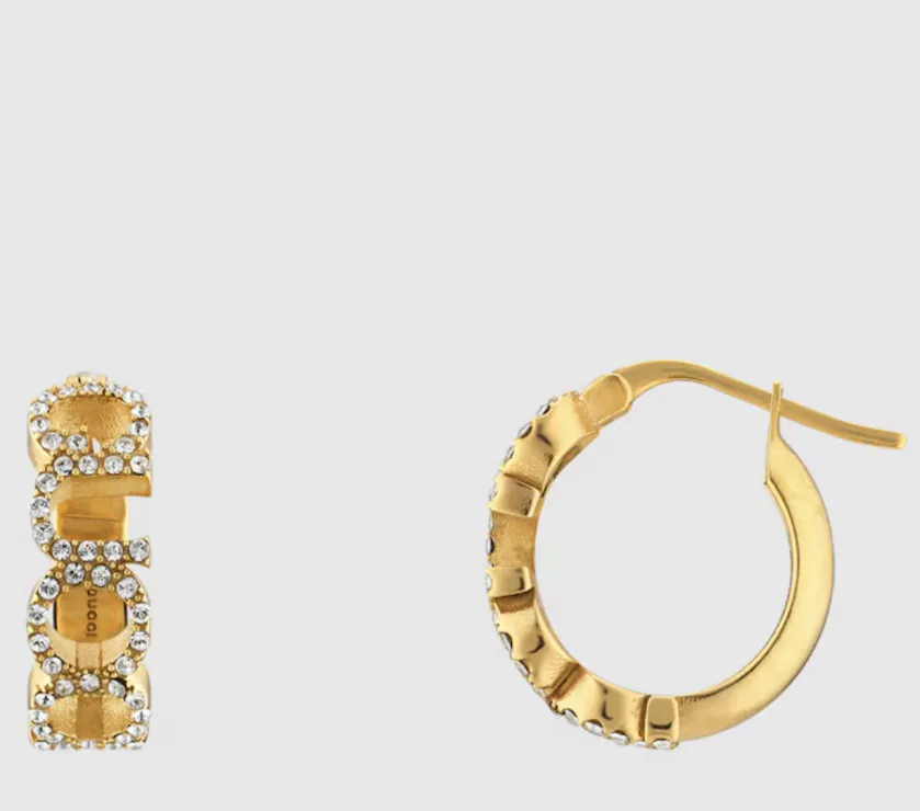 Gucci Letter Hoop Gold Toned Metal Earrings