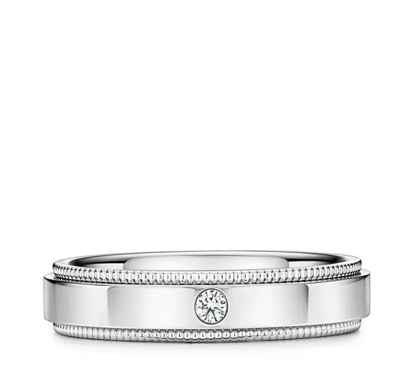 Tiffany Together Milgrain Diamond Band Ring in Platinum 4MM