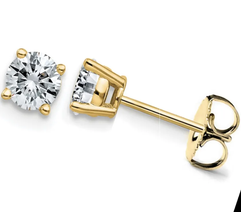 1 Ct Lab Grown Diamond Stud Earrings 14k Yellow Gold