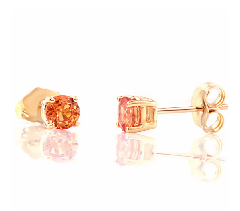 0.78ct Orange Sapphire Stud Earrings 14k Yellow Gold