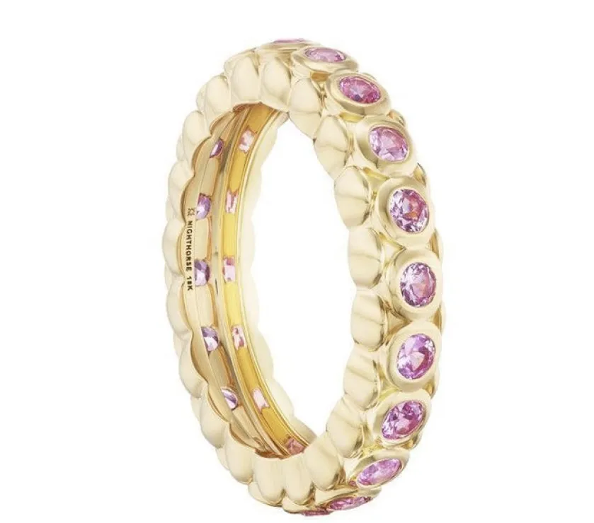 Night Horse Pink Sapphire Morning Drop Platinum 18K Ring