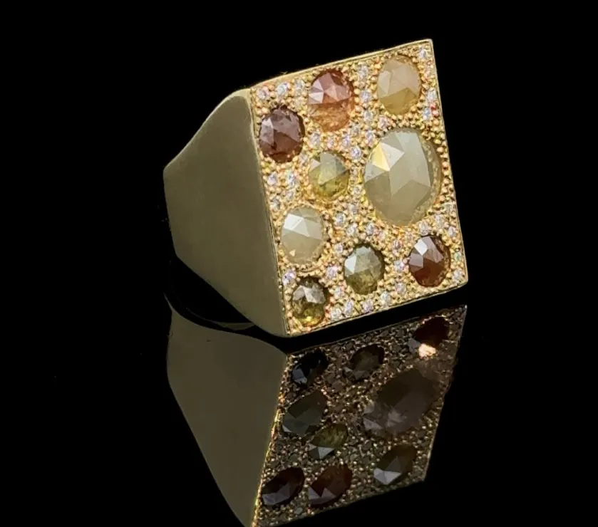 Couture Fancy Color Diamond 18k Yellow Gold Ring