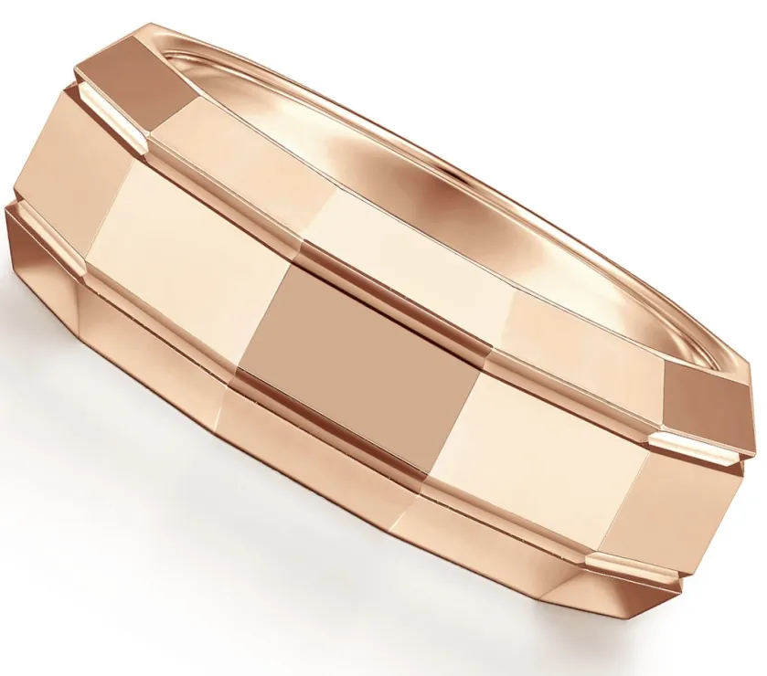 Ray 14K Rose Gold 8mm - Angular Men's Wedding Band in High Polished