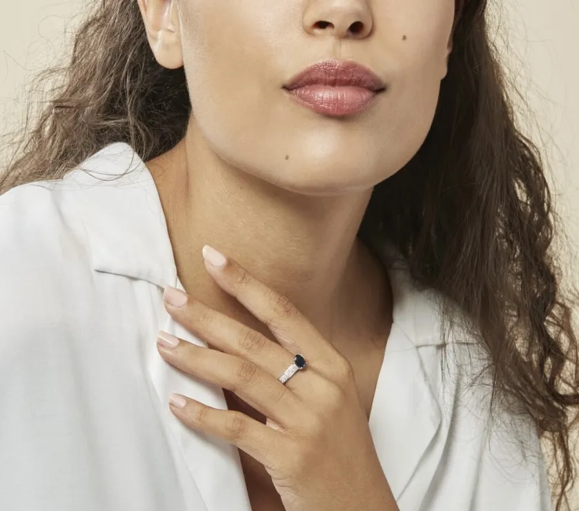 Bague Crista Or Blanc Saphir Et Diamant 9KT