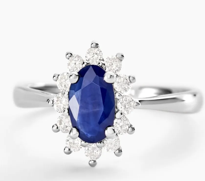 Bague Or Blanc Saphir Diamond 375 White Gold