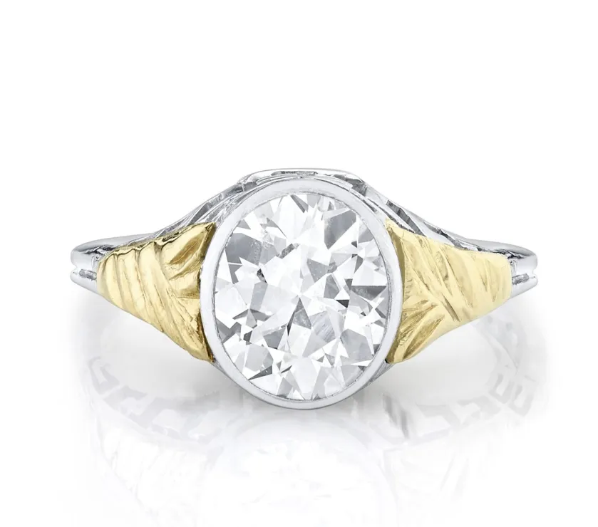 Antique 1.70 Carat Old European-Cut Diamond 18K Gold & Platinum Ring