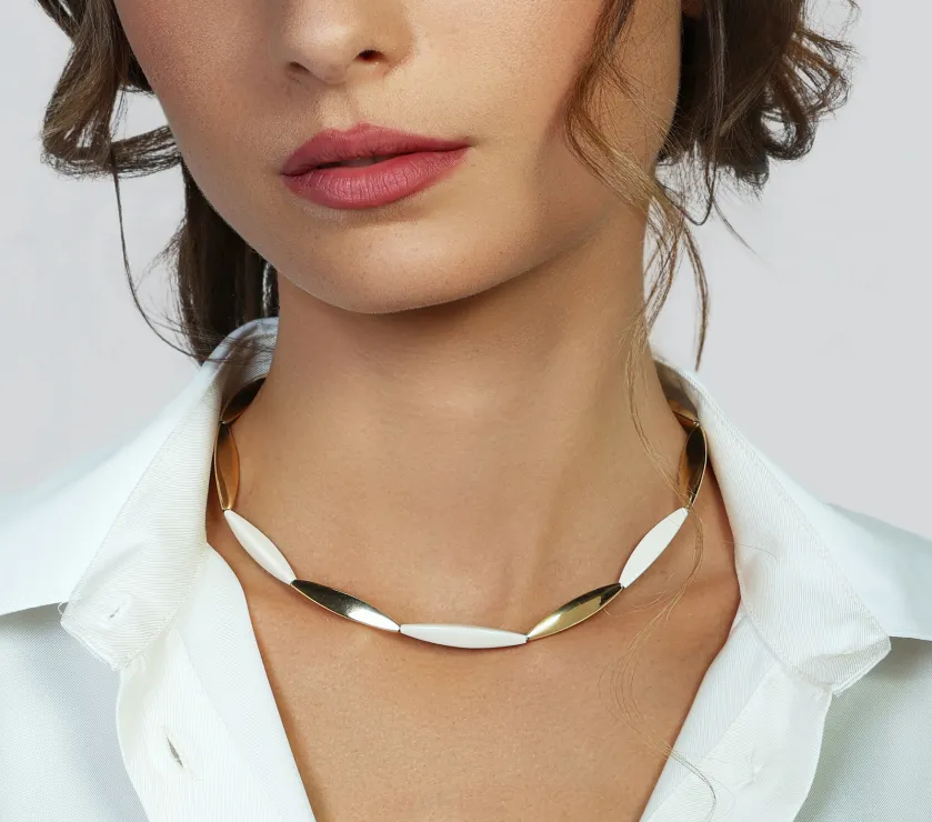 Collana Aria con elementi avorio 42cm