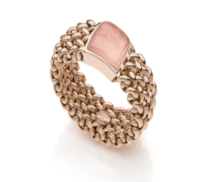 Anello in argento dorato rosa con quarzo Chicco