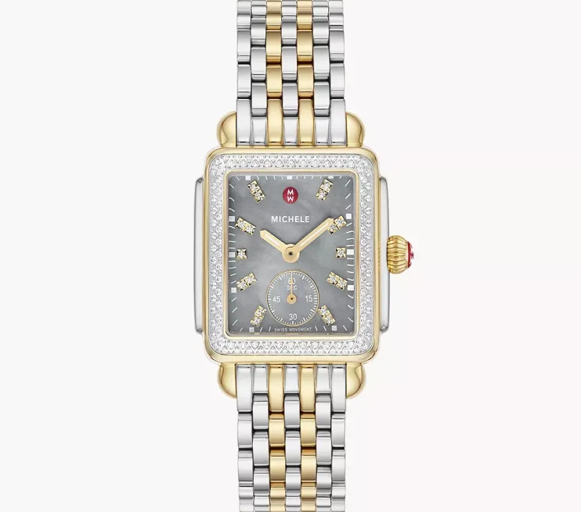 Michele Deco Mid Two-Tone 18K GP Diamond MWW06V000132 Quartz Watch