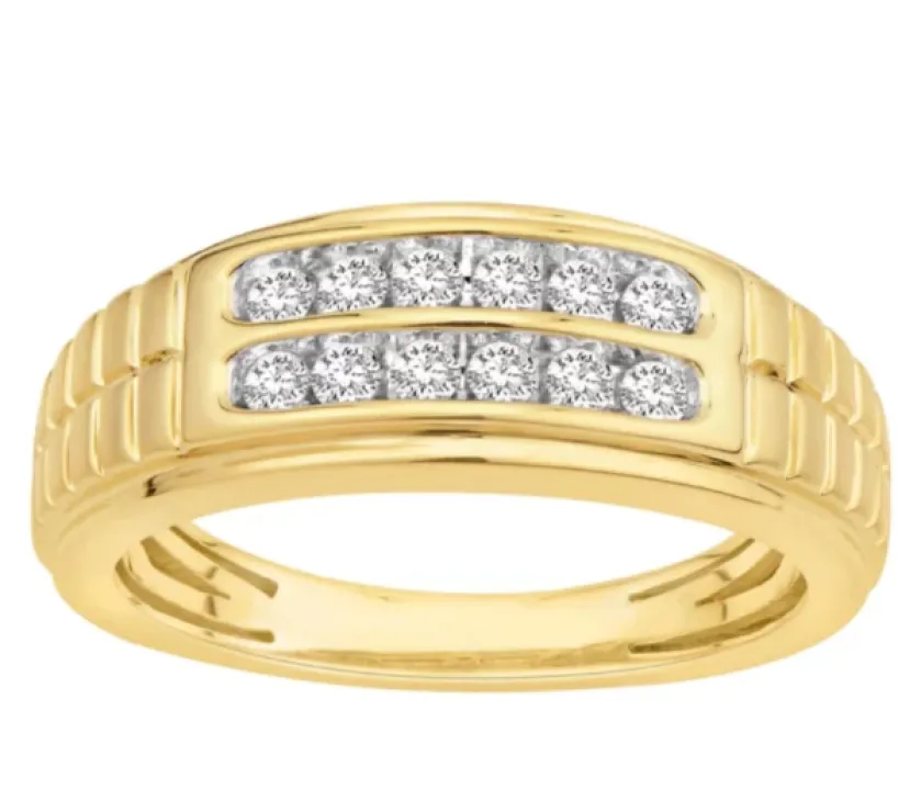 14K 0.50ct Diamond Two-Rows Rings Men’s