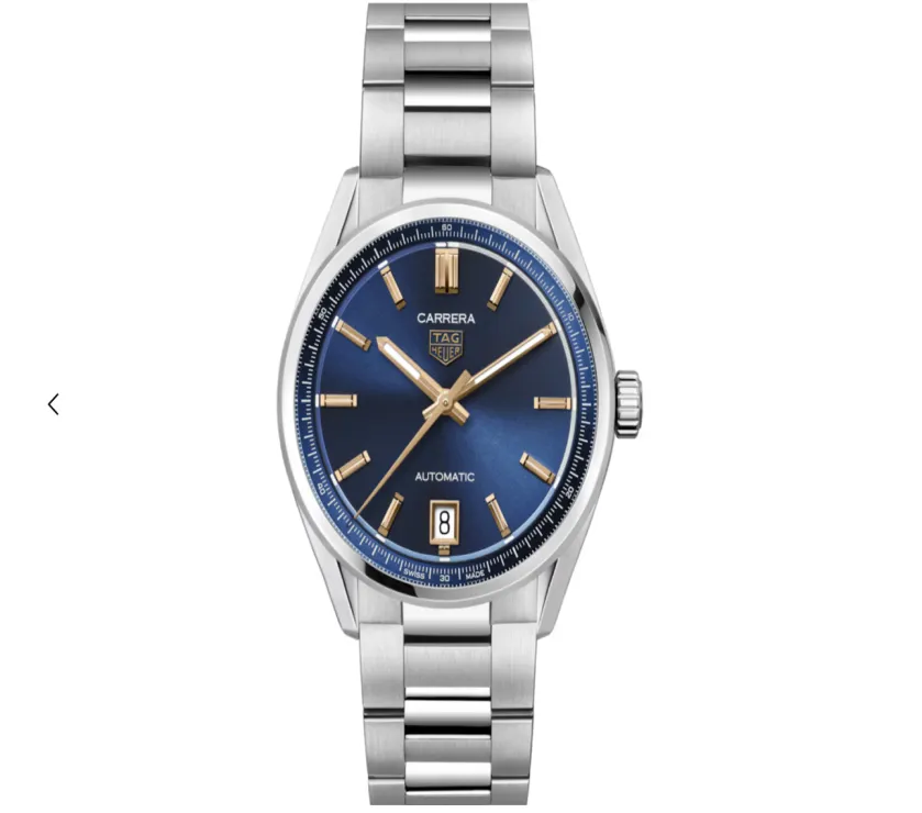 TAG HEUER CARRERA BLUE DIAL DATE STEEL AUTOMATIC 36MM