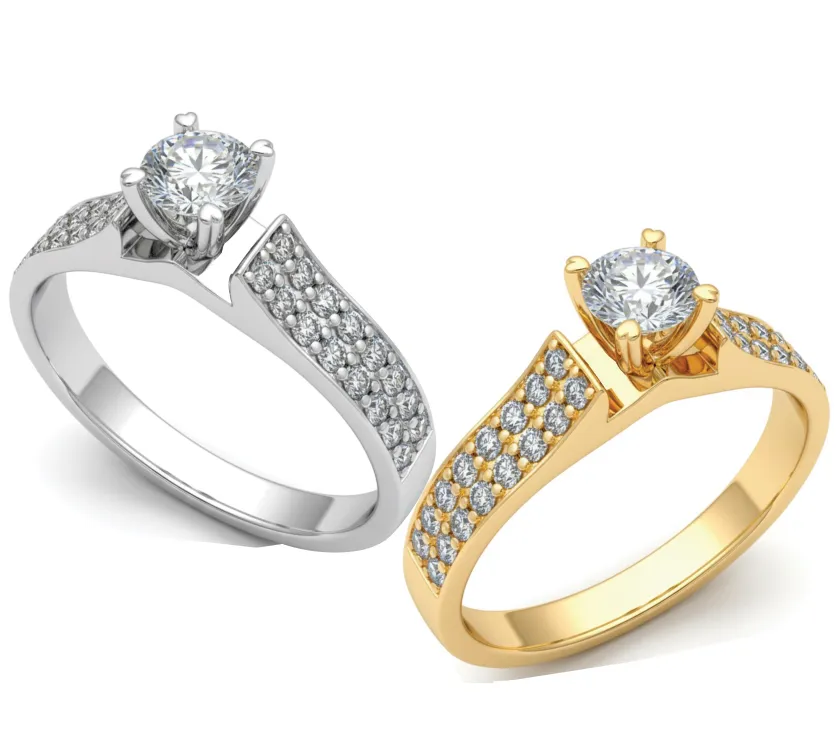 RD Straight Shank Two-Rows Diamond 4/5 TDW Engagement Ring 18K