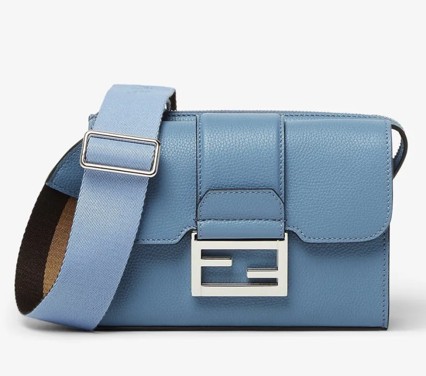 Double Baguette Blue Leather Bag
