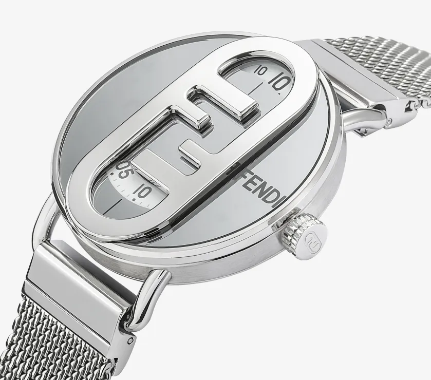 FENDI Shape Round Unique Logo Watch 42MM