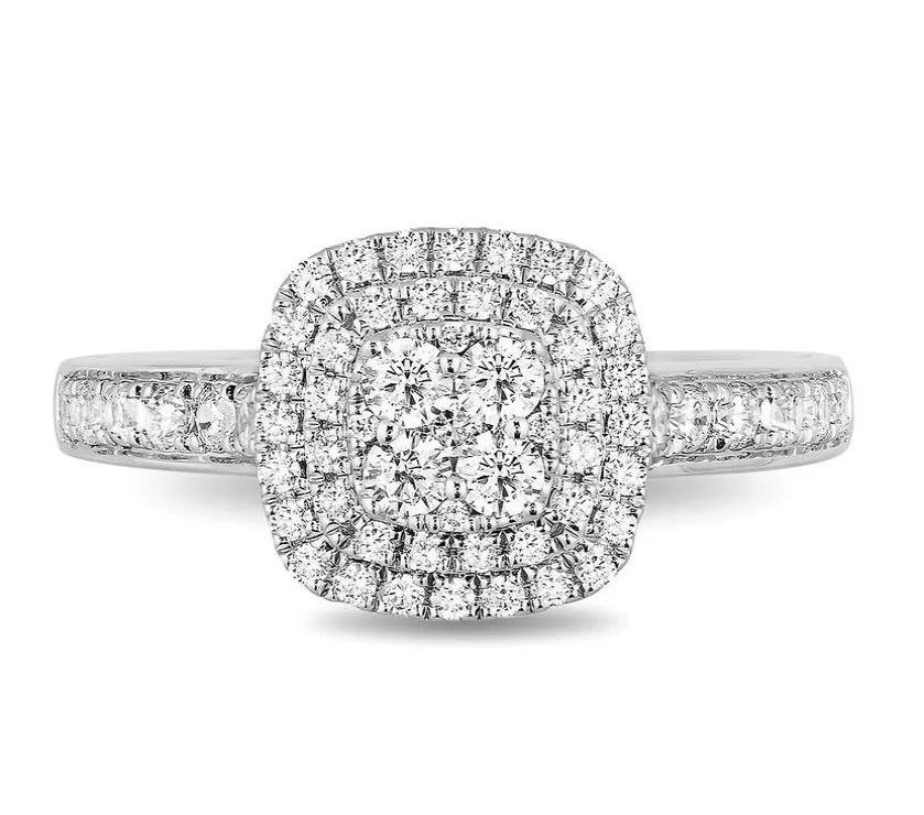 Enchanted Disney 5/8 ct Diamond Belle Halo Engagement Ring 14K